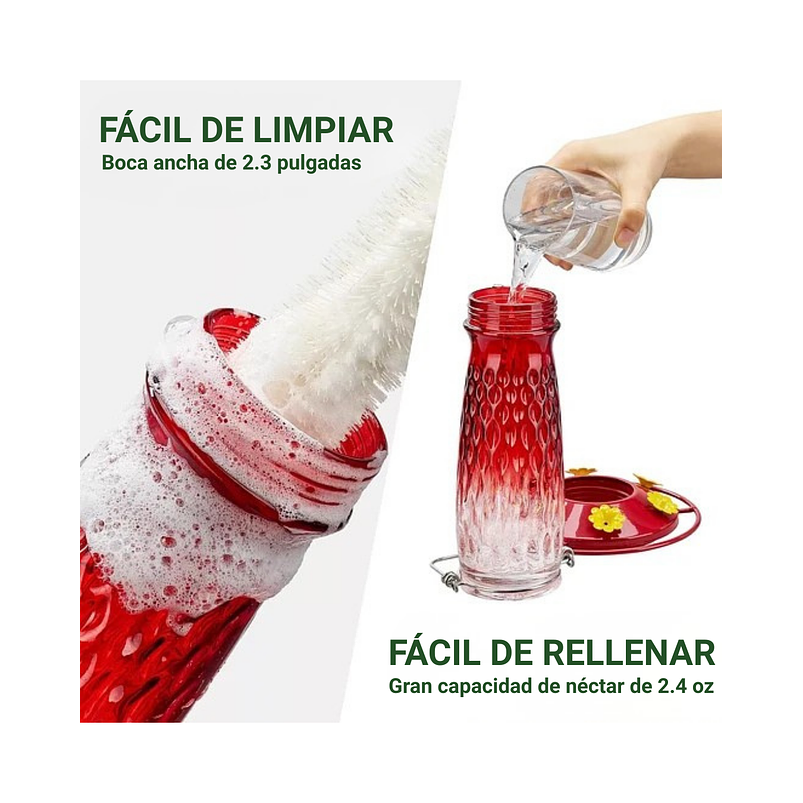 Colibries Bebedero de Aves de Colgar Botella en Vidrio 5