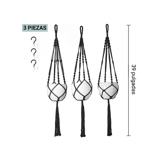 Juego Colgador Planta De Macetas Macramé Cesta de Plantas x3 2