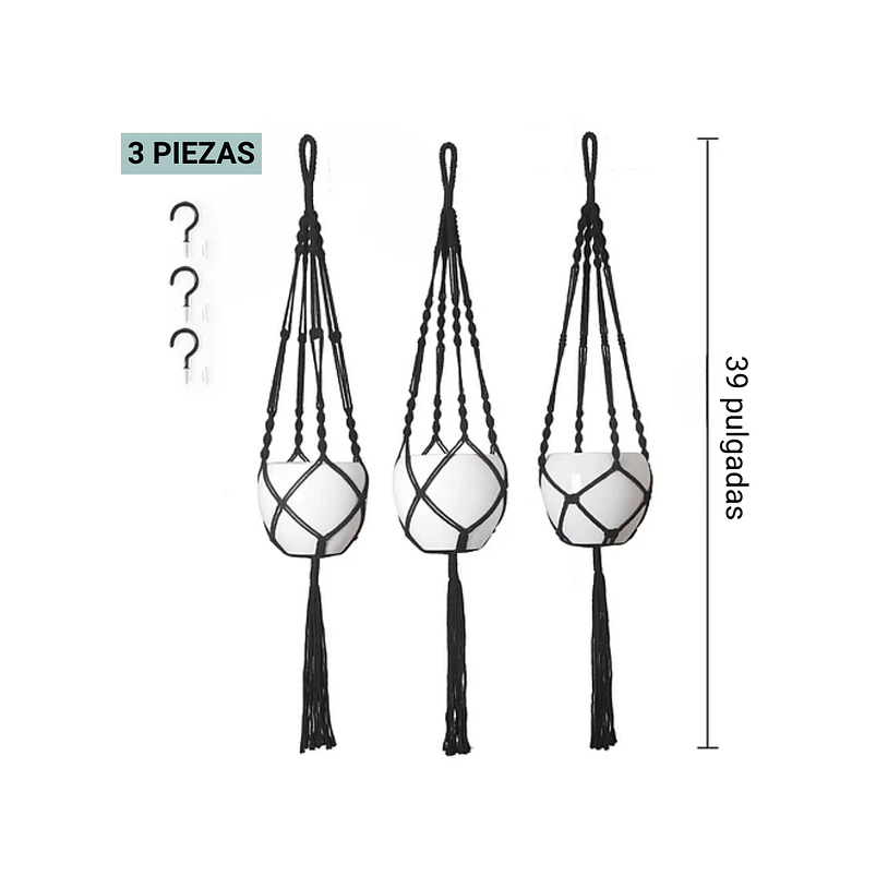 Juego Colgador Planta De Macetas Macramé Cesta de Plantas x3 2