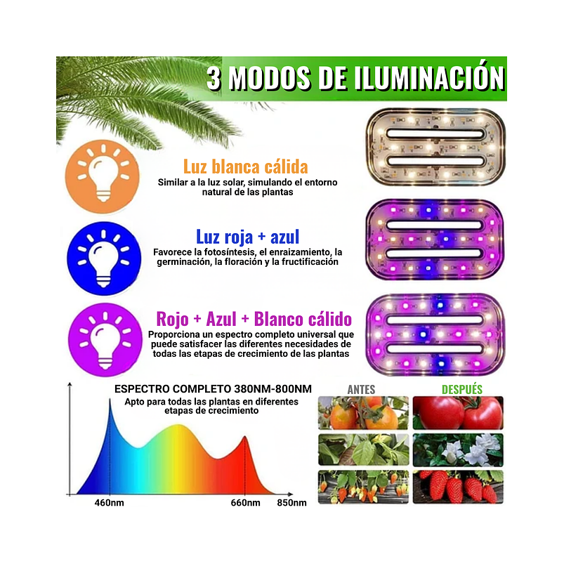 Luces Led Espectro Completo para Cultivo Plantas De Interior 5