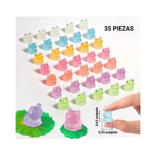 Mini Figuras Jardín De Hadas Terrarios Pesceras Decoracion Ranas Luminosas x35 piezas 3
