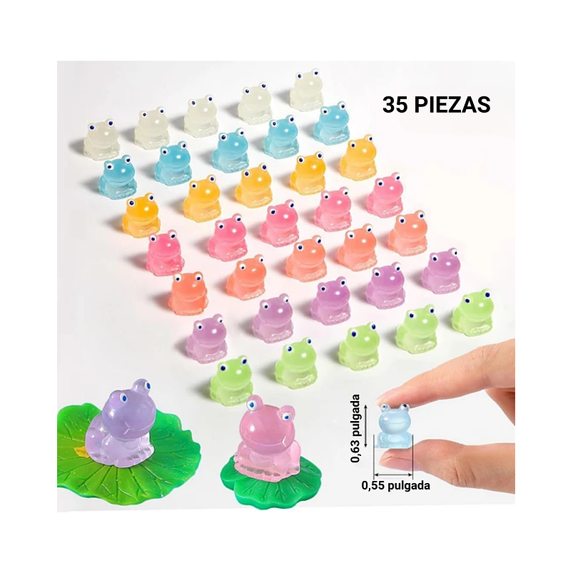 Mini Figuras Jardín De Hadas Terrarios Pesceras Decoracion Ranas Luminosas x35 piezas 3
