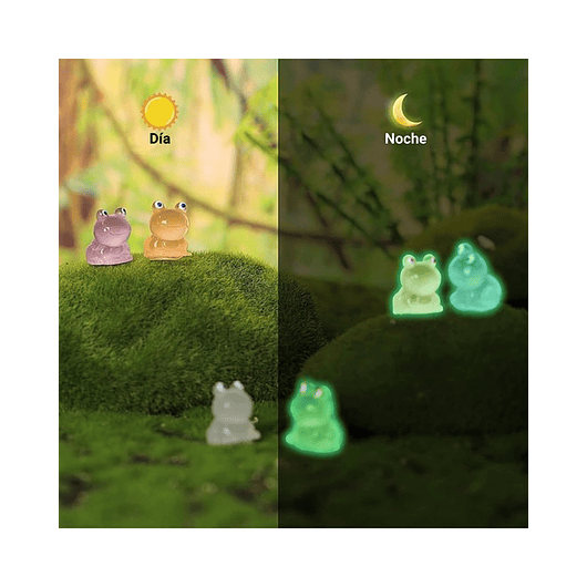 Mini Figuras Jardín De Hadas Terrarios Pesceras Decoracion Ranas Luminosas x35 piezas 5