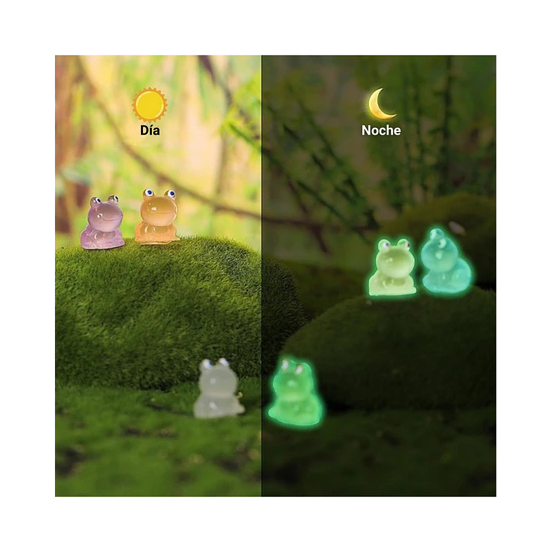 Mini Figuras Jardín De Hadas Terrarios Pesceras Decoracion Ranas Luminosas x35 piezas 5