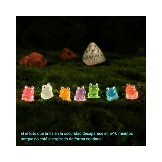 Mini Figuras Jardín De Hadas Terrarios Pesceras Decoracion Ranas Luminosas x35 piezas 7