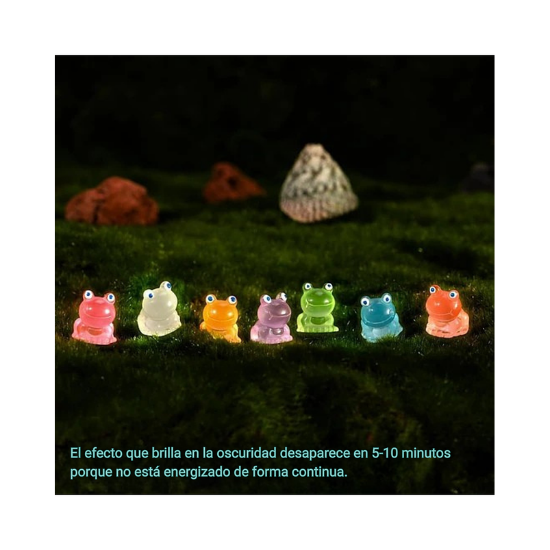 Mini Figuras Jardín De Hadas Terrarios Pesceras Decoracion Ranas Luminosas x35 piezas 7