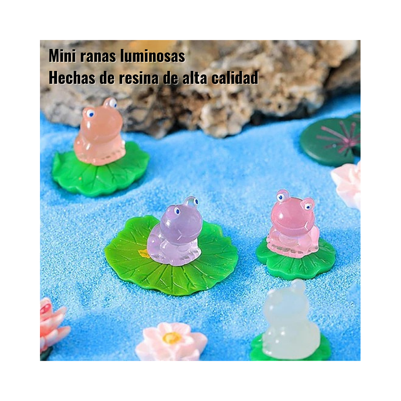 Mini Figuras Jardín De Hadas Terrarios Pesceras Decoracion Ranas Luminosas x35 piezas 8
