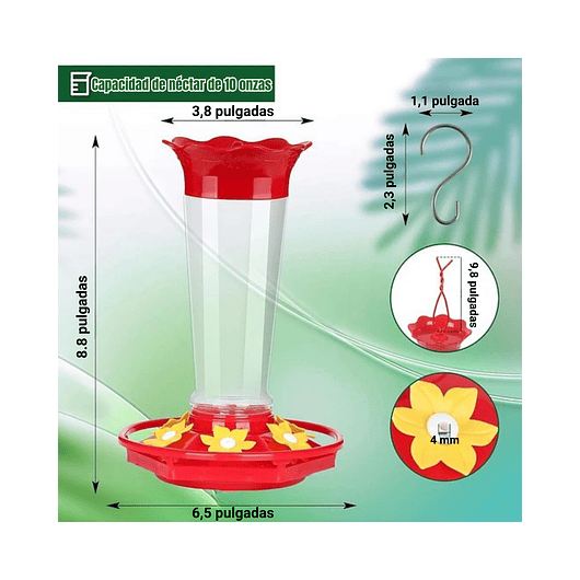 Bebederos de Colibríes Aves con Botella En Vidrio de 10oz X2 Unid 2