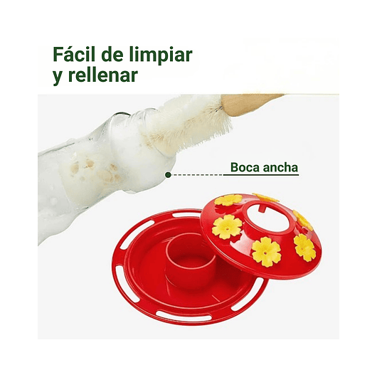 Bebedero Colibríes 01 Unid Aves Colgante Vidrio x6 Flores 2