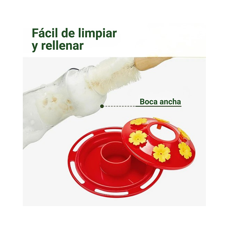 Bebedero Colibríes 01 Unid Aves Colgante Vidrio x6 Flores 2