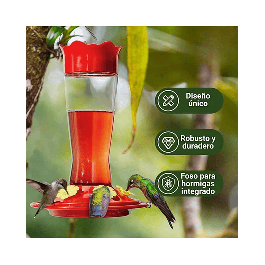 Bebedero Colibríes 01 Unid Aves Colgante Vidrio x6 Flores 6