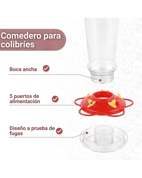 Bebedero Colibríes Aves Colgante En Vidrio y Foso Anti Hormigas x2 unidades