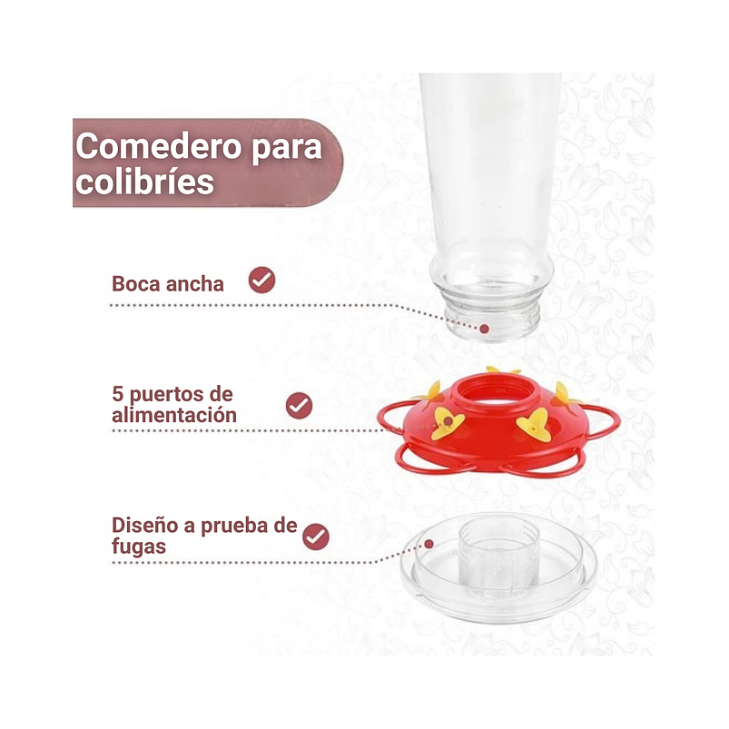 Bebedero Colibríes Aves Colgante En Vidrio y Foso Anti Hormigas x2 unidades 2