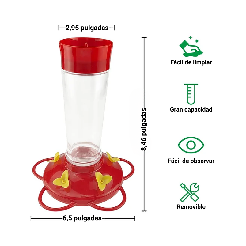Bebedero Colibríes Aves Colgante En Vidrio y Foso Anti Hormigas x2 unidades 3
