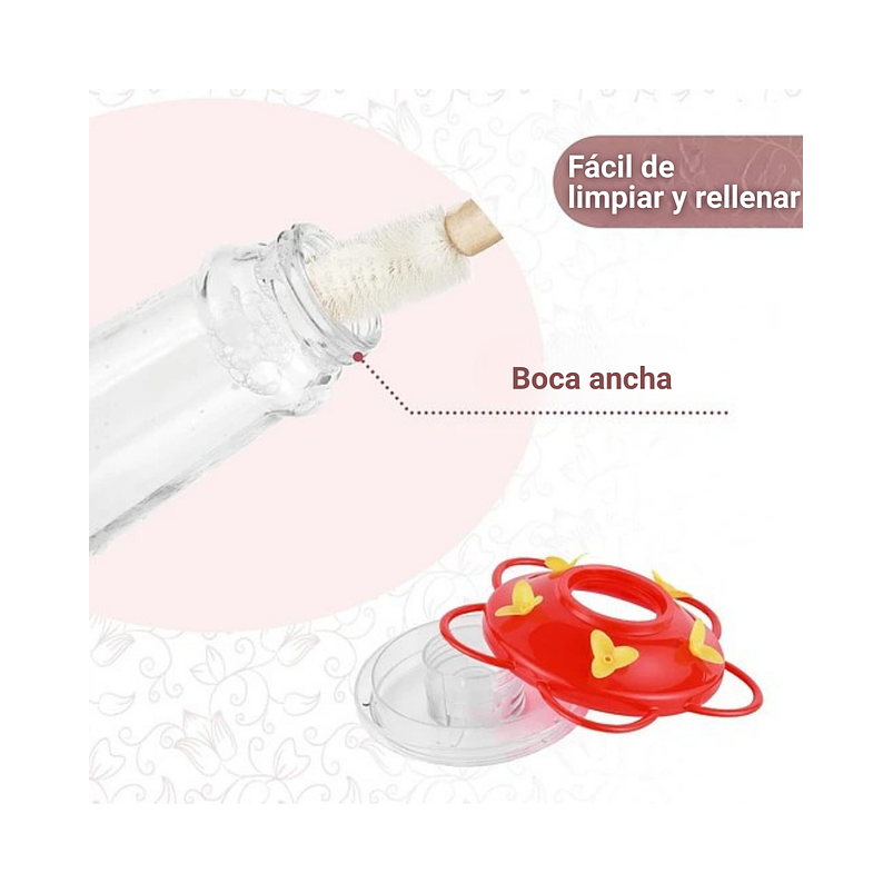 Bebedero Colibríes Aves Colgante En Vidrio y Foso Anti Hormigas x2 unidades 5