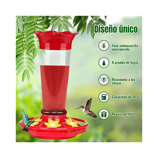 Bebedero Colibríes Aves Jardín Botella en Vidrio 10oz 4