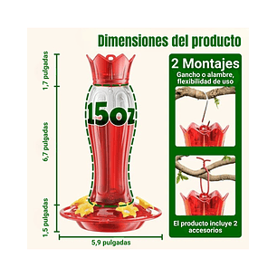 Bebedero Aves Colibríes Plástico Colgante Para Jardín x2 unidades