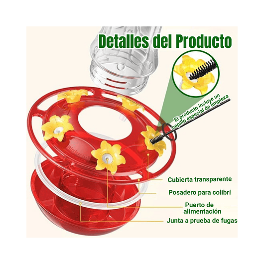 Bebedero Aves Colibríes Plástico Colgante Para Jardín x2 unidades 4