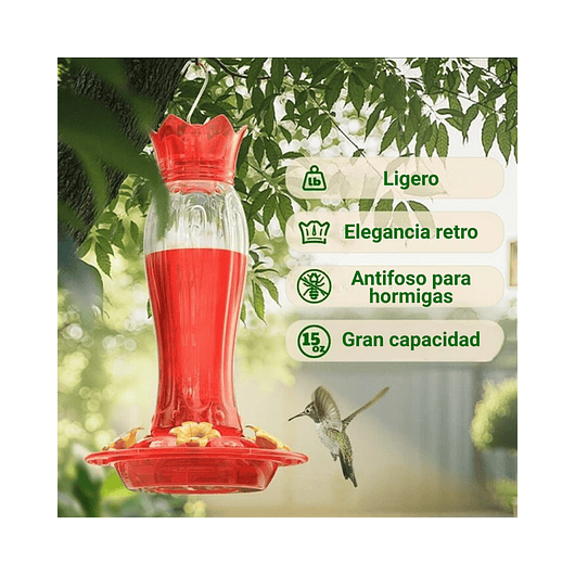 Bebedero Aves Colibríes Plástico Colgante Para Jardín x2 unidades 6