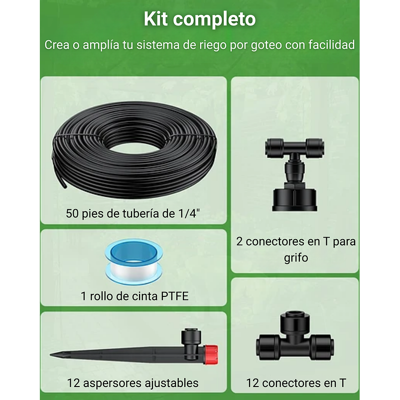 Kit De Sistema De Riego Por Goteo Para Plantas Jardin Huerto x15 Mts De Conexión Rápida 3