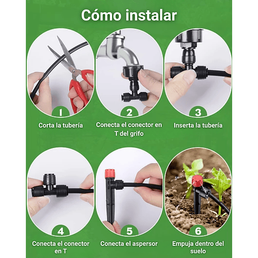 Kit De Sistema De Riego Por Goteo Para Plantas Jardin Huerto x15 Mts De Conexión Rápida 5