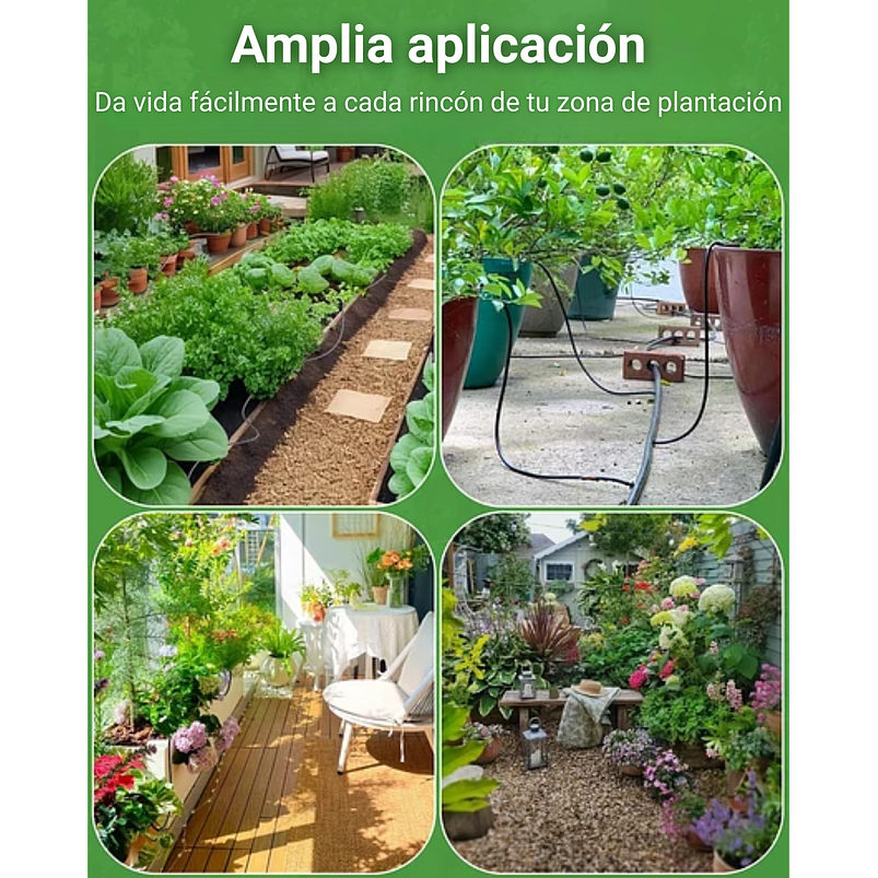 Kit De Sistema De Riego Por Goteo Para Plantas Jardin Huerto x15 Mts De Conexión Rápida 6