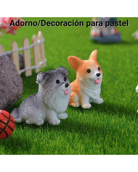 Set Figuras Decorativas de Terrarios Mini Perros en Resina