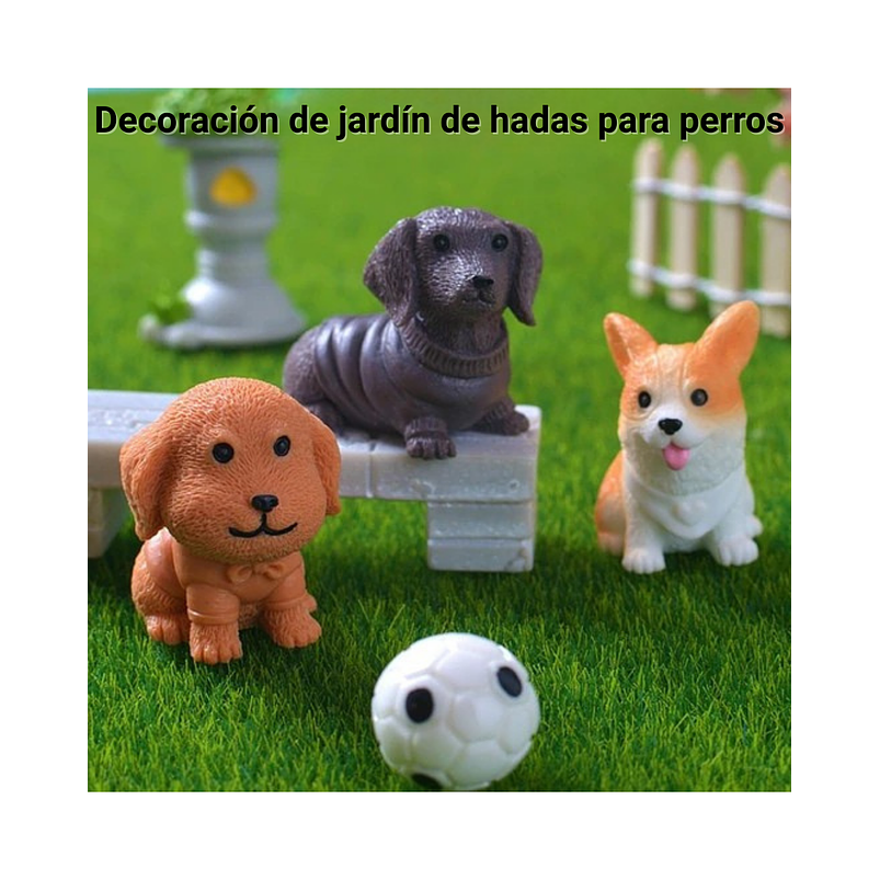 Set Figuras Decorativas de Terrarios Mini Perros en Resina 3