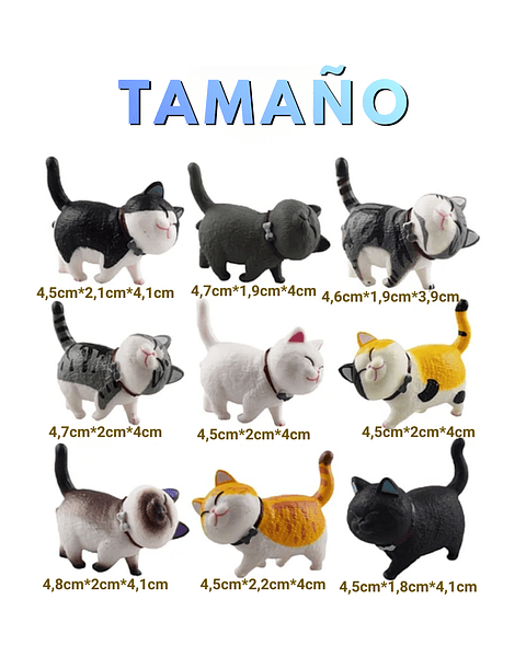 Set Figuras Decorativas De Terrarios Mini Gatos en Resina
