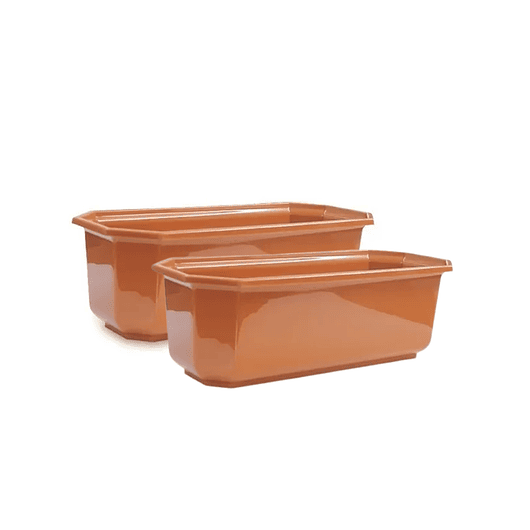 Maceta Plástica Rectangular X2 Und Jardinera X40cm De Largo 10