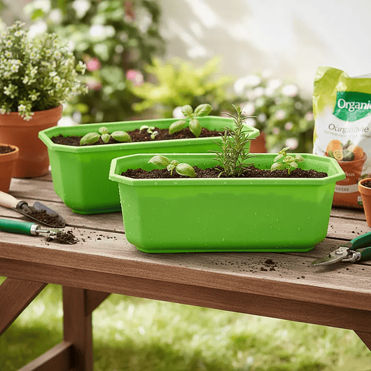 Maceta Plástica Rectangular X2 Und Jardinera X40cm De Largo 17