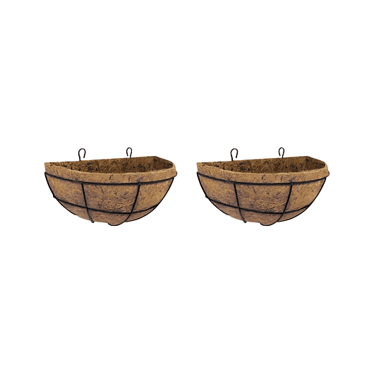 Canasta Plantas Pared X2 Und +nido Coco X40cm Media Luna 1