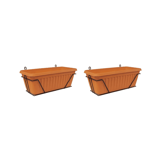 Maceta Plástica x2 Unidades más Soporte Pared Rectangular x35cm 1