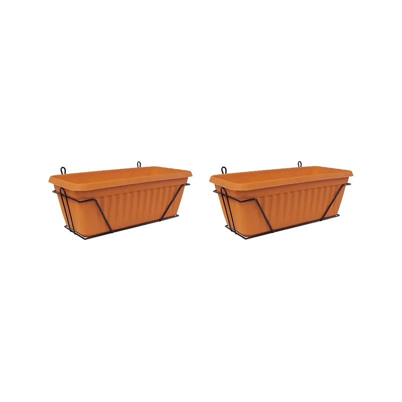 Maceta Plástica x2 Unidades más Soporte Pared Rectangular x35cm 1