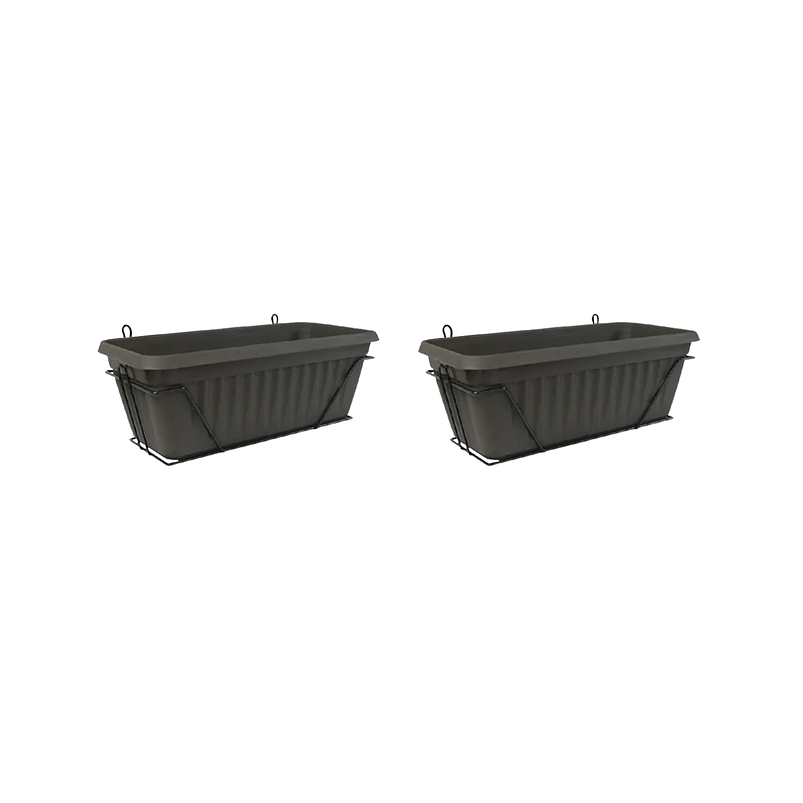 Maceta Plástica x2 Unidades más Soporte Pared Rectangular x35cm 2