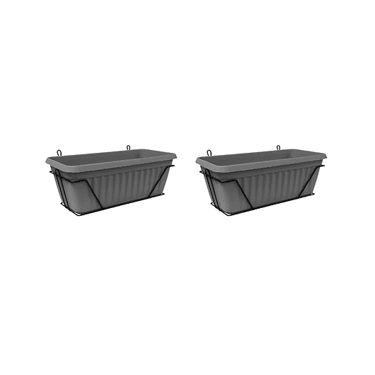Maceta Plástica x2 Unidades más Soporte Pared Rectangular x35cm 3