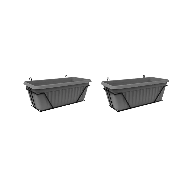 Maceta Plástica x2 Unidades más Soporte Pared Rectangular x35cm 3