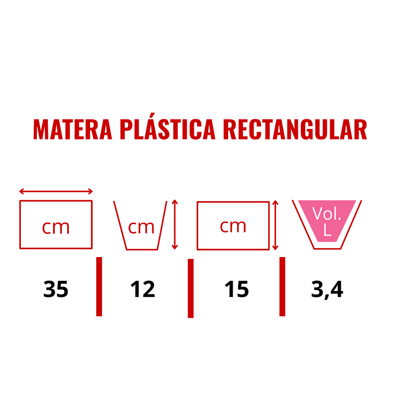 Maceta Plástica x2 Unidades más Soporte Pared Rectangular x35cm 4