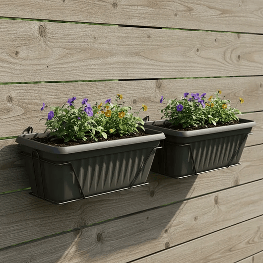 Maceta Plástica x2 Unidades más Soporte Pared Rectangular x35cm 6