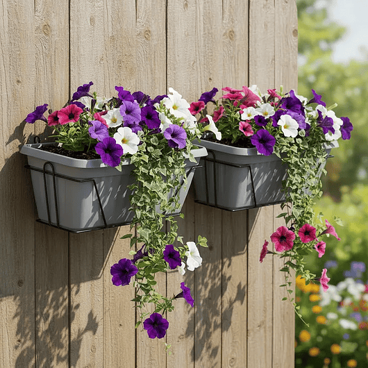 Maceta Plástica x2 Unidades más Soporte Pared Rectangular x35cm 7