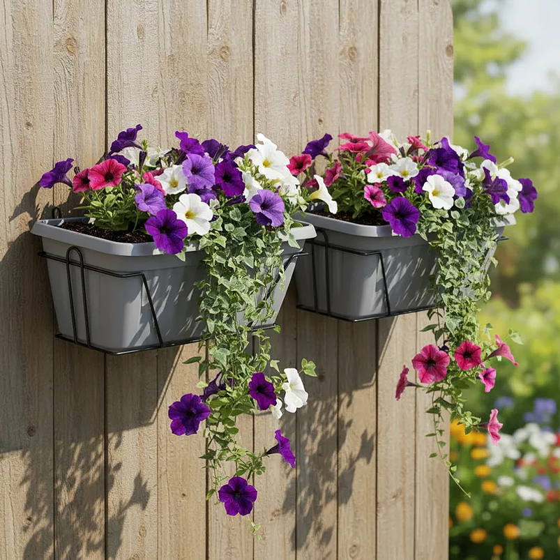 Maceta Plástica x2 Unidades más Soporte Pared Rectangular x35cm 7