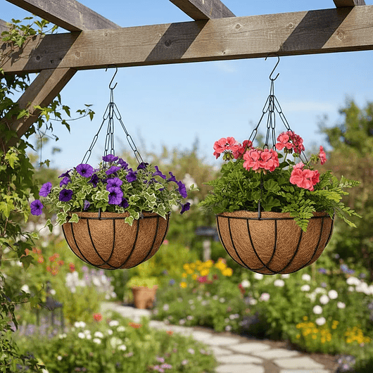 Canasta Colgante Balón X2 Und +nido De Coco X32cm Diam 3