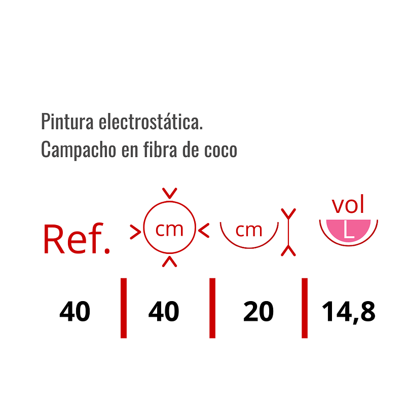 Canasta De Colgar Plantas más nido De Coco x40 Cms Diámetro Mate 2