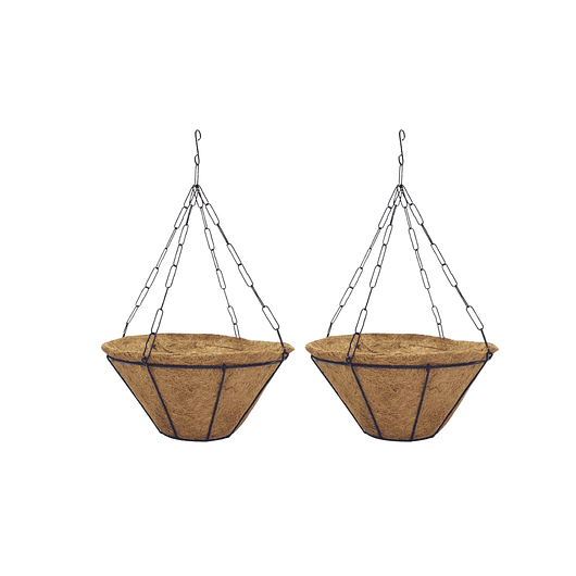 Canasta Cónica De Colgar X2 Und +nido De Coco X35cm Díam 1
