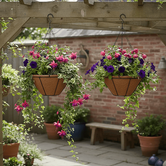 Canasta Cónica De Colgar X2 Und +nido De Coco X35cm Díam 3