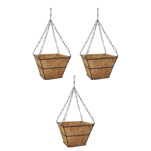 Canasta De Colgar X3 Und + Nido De Coco Cuadrado 18cm 1
