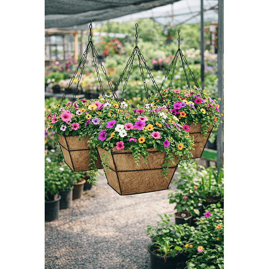 Canasta De Colgar X3 Und + Nido De Coco Cuadrado 18cm 3