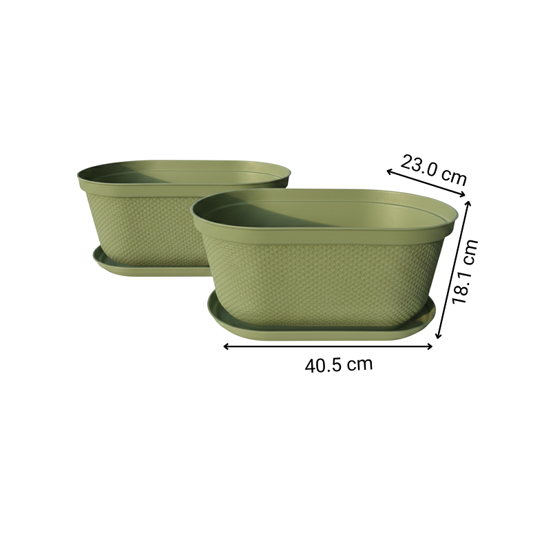 Maceta Plástica x2 Unidades Jardinera x40cm Largo más Plato 4