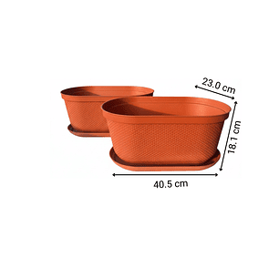 Maceta Plástica x2 Unidades Jardinera x40cm Largo más Plato