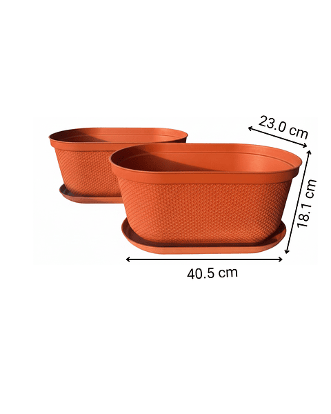 Maceta Plástica x2 Unidades Jardinera x40cm Largo más Plato